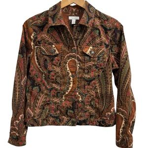 Perfect 90s momcore bohemian psychedelic corduroy jacket top, small